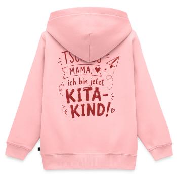 Tschüss Mama Kita-Kind - Kinder Premium Organic Zip Hoodie - Rosa - Hinten - AI Model Kid Female (0cm)