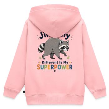 Jimothy Anders est mon super-pouvoir - Sweat Premium à capuche zippé enfant bio - rose - Dos - AI Model Kid Female (0cm)