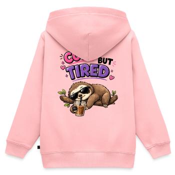 Süß aber müde Faultier mit Eiskaffee - Kinder Premium Organic Zip Hoodie - Rosa - Hinten - AI Model Kid Female (0cm)