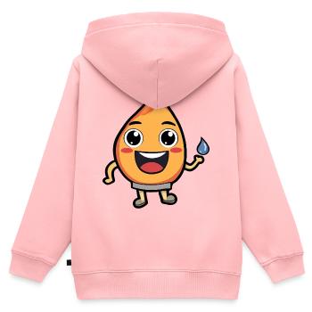Pfirsichheld mit Wassertropfen - Kinder Premium Organic Zip Hoodie - Rosa - Hinten - AI Model Kid Female (0cm)