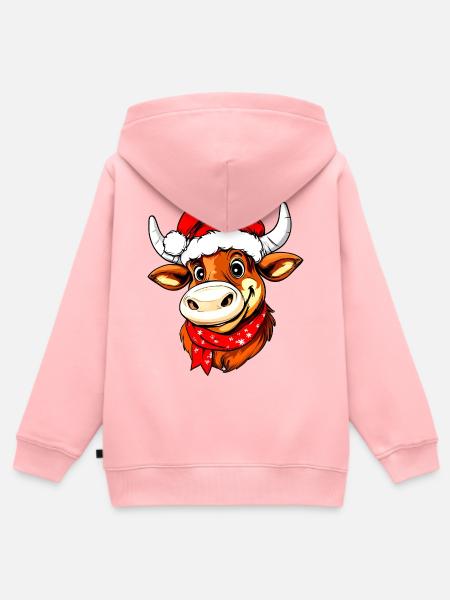 Weihnachtsmann Stier - Kinder Premium Organic Zip Hoodie - Rosa