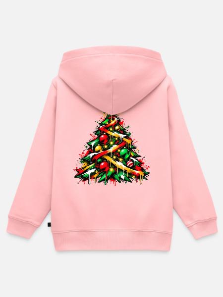Weihnachtsbaum im Graffiti-Look - Kinder Premium Organic Zip Hoodie - Rosa