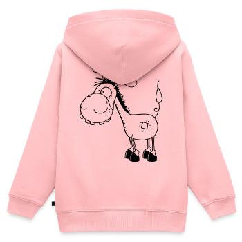 Petit âne drôle - ânes - Sweat Premium à capuche zippé enfant bio - rose - Dos - AI Model Kid Female (0cm)