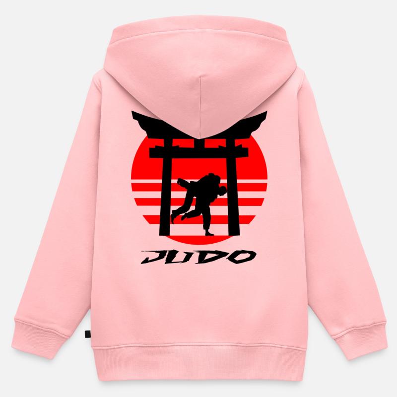 Judo - Sweat Premium à capuche zippé enfant bio - rose