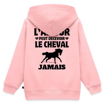 cheval, fan de cheval, cavalier - Sweat Premium à capuche zippé enfant bio - rose - Dos - AI Model Kid Female (0cm)
