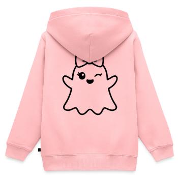 Niedlicher Geist zwinkern – Halloween Mädchen Schleife Umriss - Kinder Premium Organic Zip Hoodie - Rosa - Hinten - AI Model Kid Female (0cm)