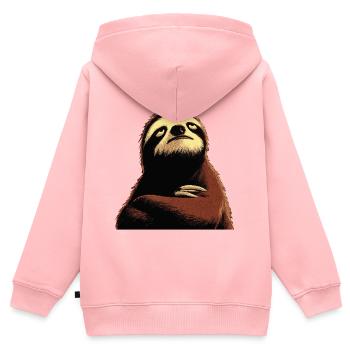 Zen-Sloth Gelassenheit Motiv - Kinder Premium Organic Zip Hoodie - Rosa - Hinten - AI Model Kid Female (0cm)