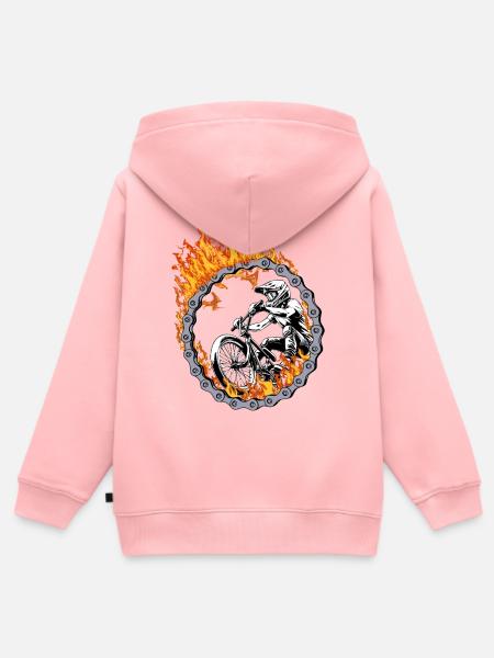 BMX Fahrer Feuerring - Kinder Premium Organic Zip Hoodie - Rosa