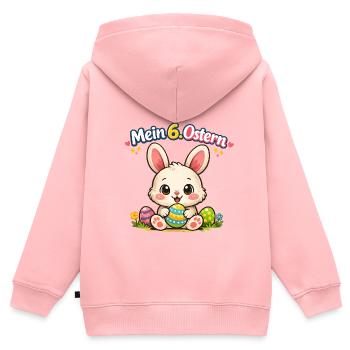 Mon sixième lapin de Pâques drôle - Sweat Premium à capuche zippé enfant bio - rose - Dos - AI Model Kid Female (0cm)