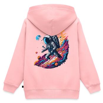 Kosmischer Astronaut - Kinder Premium Organic Zip Hoodie - Rosa - Hinten - AI Model Kid Female (0cm)