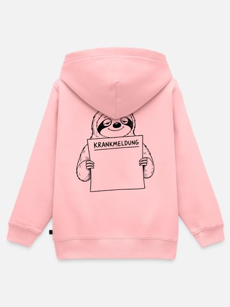 Faultier Krankmeldung - Kinder Premium Organic Zip Hoodie - Rosa