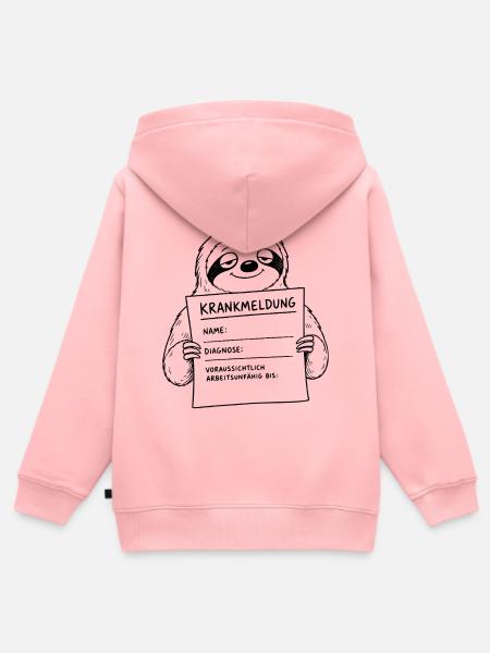 Faultier Krankmeldung ausfüllen - Kinder Premium Organic Zip Hoodie - Rosa