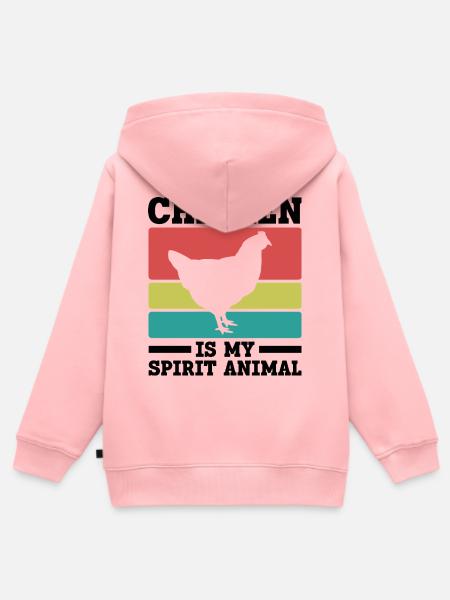 Huhn Seelentier Retro - Kinder Premium Organic Zip Hoodie - Rosa