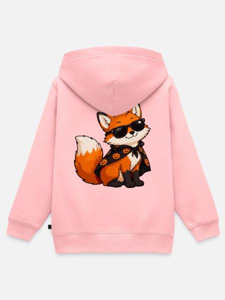 Fuchs mit Sonnenbrille und Kürbiscape - Kinder Premium Organic Zip Hoodie - Rosa