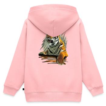 Tiger - Kids Premium Organic Zip-up Hoodie - rose - Back - AI Model Kid Female (0cm)