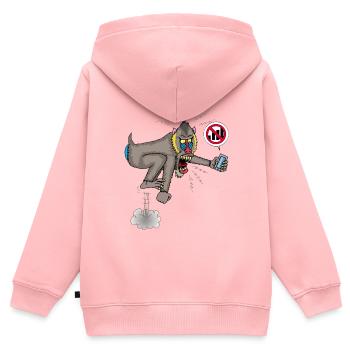 Affe und Handy - Kinder Premium Organic Zip Hoodie - Rosa - Hinten - AI Model Kid Female (0cm)