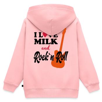 Kind Baby Geburtstag Spruch Milch Rockn Roll Musik - Kinder Premium Organic Zip Hoodie - Rosa - Hinten - AI Model Kid Female (0cm)