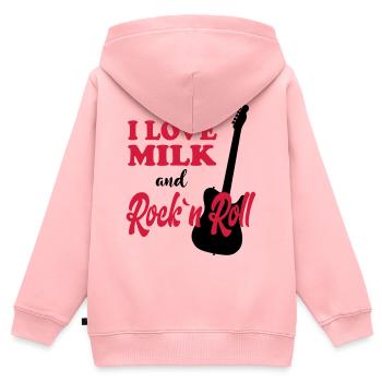 Kind Baby Geburtstag Sprüche Milk Rockn Roll - Kinder Premium Organic Zip Hoodie - Rosa - Hinten - AI Model Kid Female (0cm)