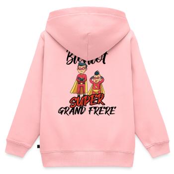 bientôt super grand frère héros naissance - Sweat Premium à capuche zippé enfant bio - rose - Dos - AI Model Kid Female (0cm)