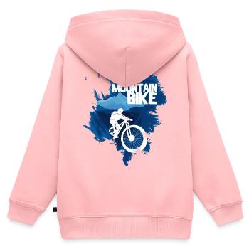 VTT blanc bleu - Sweat Premium à capuche zippé enfant bio - rose - Dos - AI Model Kid Female (0cm)