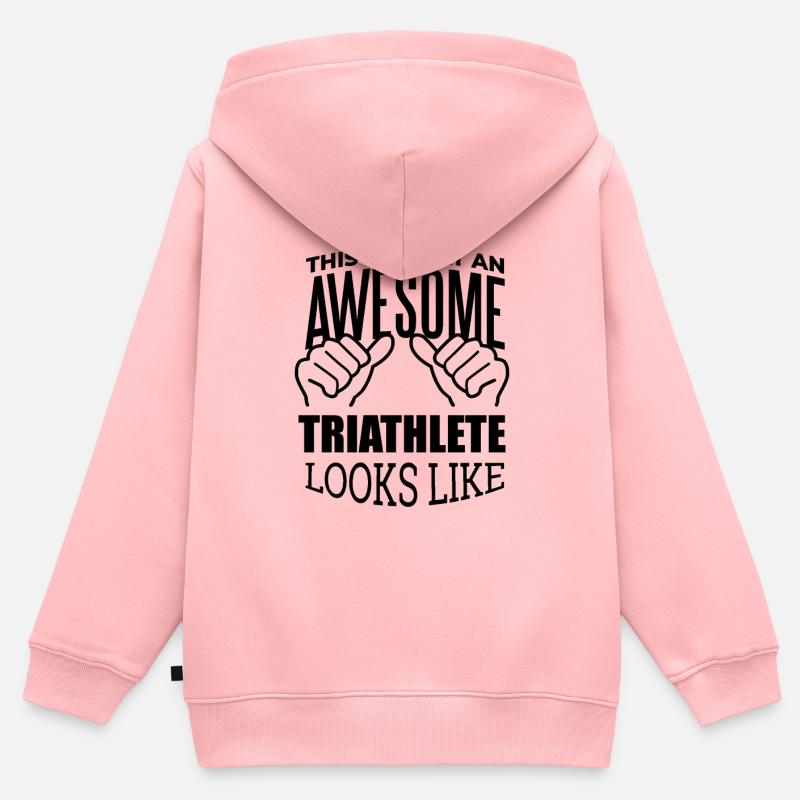 triathlon - Sweat Premium à capuche zippé enfant bio - rose