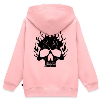 Schwarzer flammender Schädel - Kinder Premium Organic Zip Hoodie - Rosa - Hinten - AI Model Kid Female (0cm)