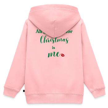Noël, je suis ton souhait - Sweat Premium à capuche zippé enfant bio - rose - Dos - AI Model Kid Female (0cm)