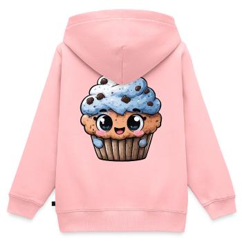 Kawaii Cupcake Herzglück - Kinder Premium Organic Zip Hoodie - Rosa - Hinten - AI Model Kid Female (0cm)