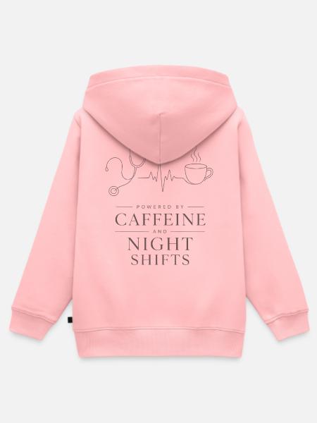 Kaffee-Nacht-Schicht Design - Kinder Premium Organic Zip Hoodie - Rosa