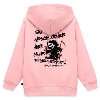Lustiger Sensenmann - Kinder Premium Organic Zip Hoodie - Rosa - Hinten - AI Model Kid Female (0cm)