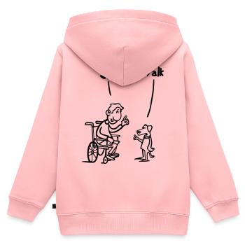 Setzen Sie sich hin und gehen Sie. Rollstuhl- und Hundehumor # - Kinder Premium Organic Zip Hoodie - Rosa - Hinten - AI Model Kid Female (0cm)