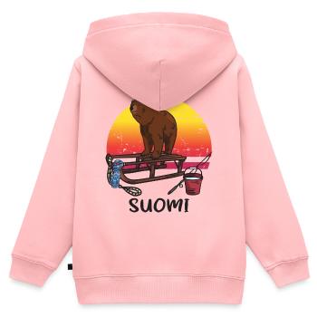 Finlande - Sweat Premium à capuche zippé enfant bio - rose - Dos - AI Model Kid Female (0cm)