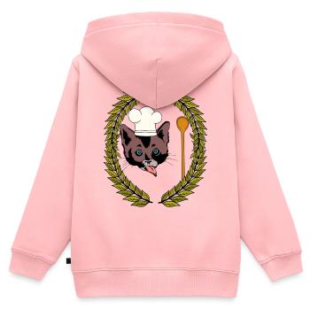 Laurel Wreath Gourmet Chef Cat Wooden Spoon Hunger - Kids Premium Organic Zip-up Hoodie - rose - Back - AI Model Kid Female (0cm)