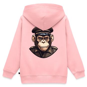 Polizei Schimpanse - Kinder Premium Organic Zip Hoodie - Rosa - Hinten - AI Model Kid Female (0cm)