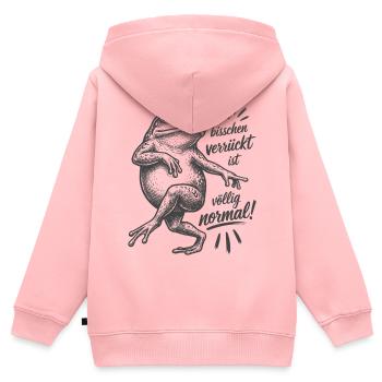 Frosch - Ein bisschen verrückt ist völlig normal - Kinder Premium Organic Zip Hoodie - Rosa - Hinten - AI Model Kid Female (0cm)