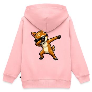 Dabbing Rehkitz - Kinder Premium Organic Zip Hoodie - Rosa - Hinten - AI Model Kid Female (0cm)