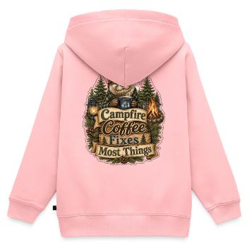 Le café au feu de camp règle la plupart des choses chez Otter - Sweat Premium à capuche zippé enfant bio - rose - Dos - AI Model Kid Female (0cm)