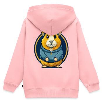 Meerschweinchen-Kawaii-Maskottchen-Cartoon-Clipart-Logo - Kinder Premium Organic Zip Hoodie - Rosa - Hinten - AI Model Kid Female (0cm)