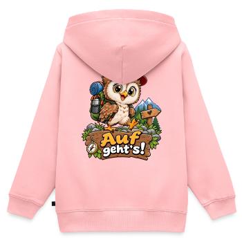 AbenteuerEule Auf geht's - Kinder Premium Organic Zip Hoodie - Rosa - Hinten - AI Model Kid Female (0cm)