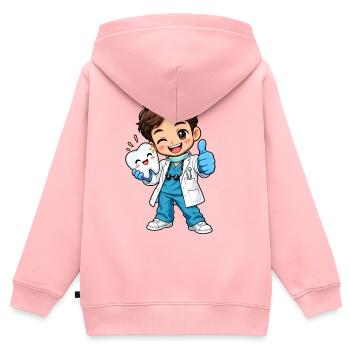 Zahnarzt Kawaii Style – Süßes Dentalmotiv - Kinder Premium Organic Zip Hoodie - Rosa - Hinten - AI Model Kid Female (0cm)