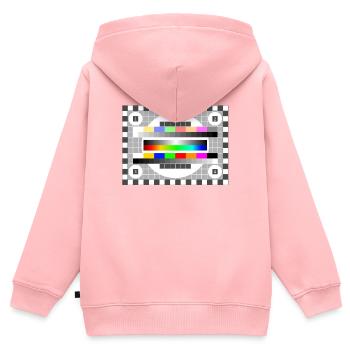 Test Image Couleurs Motif TV Rétro élégant dégradé 80 - Sweat Premium à capuche zippé enfant bio - rose - Dos - AI Model Kid Female (0cm)