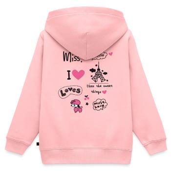 badges paris pink girl love scribble miss cute LOL - Kinder Premium Organic Zip Hoodie - Rosa - Hinten - AI Model Kid Female (0cm)