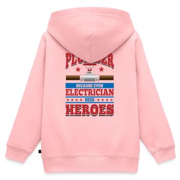 Klempner - Kinder Premium Organic Zip Hoodie - Rosa - Hinten - AI Model Kid Female (0cm)