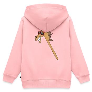 Hobby Horse Hobby Horsing drôle - Sweat Premium à capuche zippé enfant bio - rose - Dos - AI Model Kid Female (0cm)
