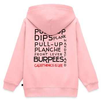 Calisthenics Übungen Motiv mit Statement - Kinder Premium Organic Zip Hoodie - Rosa - Hinten - AI Model Kid Female (0cm)