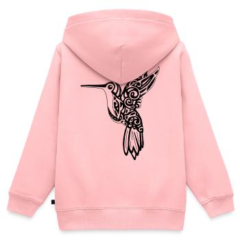 Schwarzer Kolibri-Vogel - Kinder Premium Organic Zip Hoodie - Rosa - Hinten - AI Model Kid Female (0cm)