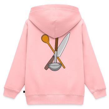 Couteau cuisinier Cuisine Cuisine Cuillerée à soupe - Sweat Premium à capuche zippé enfant bio - rose - Dos - AI Model Kid Female (0cm)