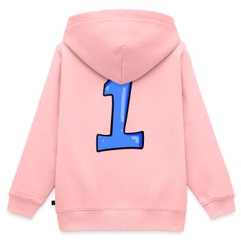 Ziffer 1 Blau - Nummer Eins - Kinder Premium Organic Zip Hoodie - Rosa - Hinten - AI Model Kid Female (0cm)