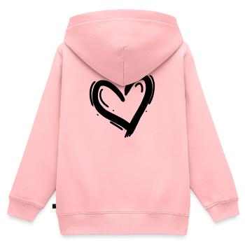 Herz Schwarz - Kinder Premium Organic Zip Hoodie - Rosa - Hinten - AI Model Kid Female (0cm)