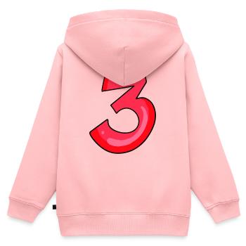 3 rot - Zahl Drei - Ziffer - Kinder Premium Organic Zip Hoodie - Rosa - Hinten - AI Model Kid Female (0cm)